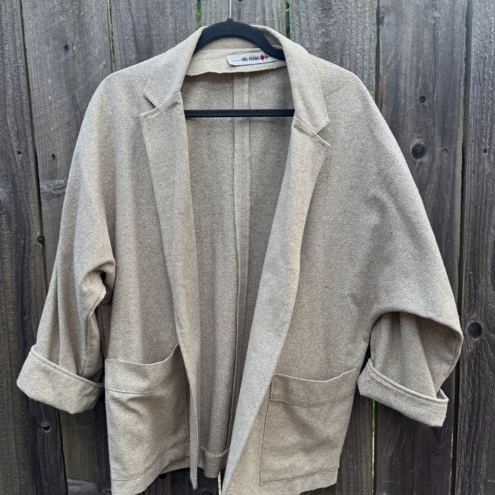 Bill Atkinson Kimono Canvas Jacket Oversized Oatmeal Beige Vintage Minimalist